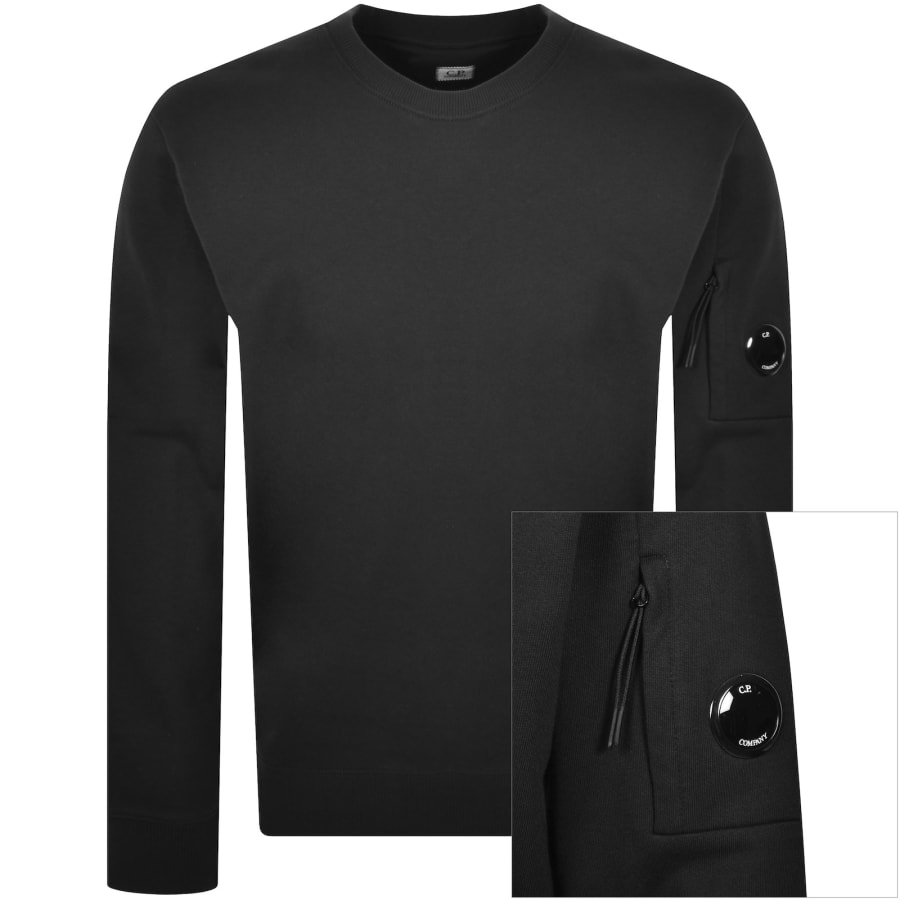 【送料&関税込】C.P. Company Black Cotton Sweatshirt CP Company Crew Neck Sweatshirt Black | Mainline Menswear